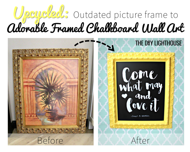 Upcycled picture frame to framed chalkboard wall art