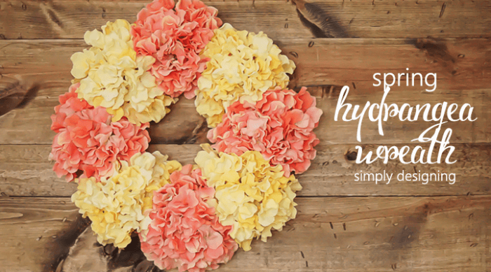 DIY Yellow & Coral Hydrangea Wreath