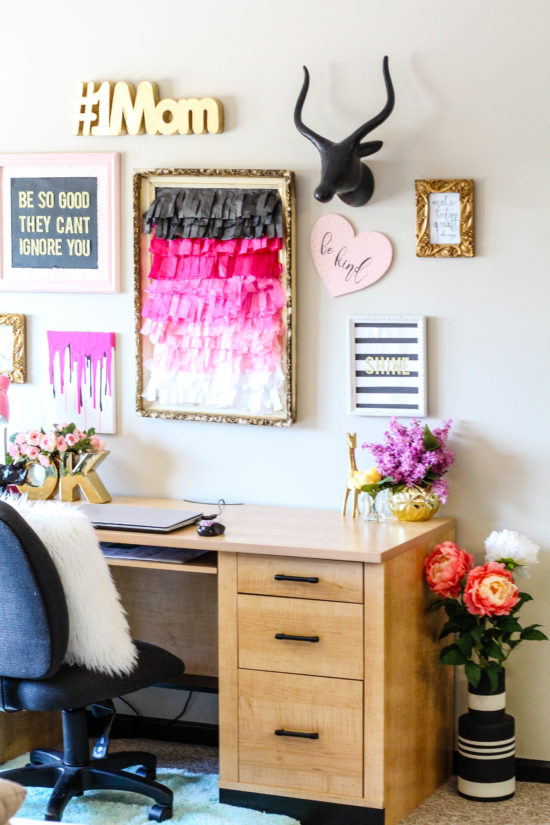 DIY ombre tissue paper fringe wall decor