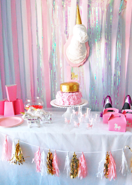 pink and gold unicorn birthday party