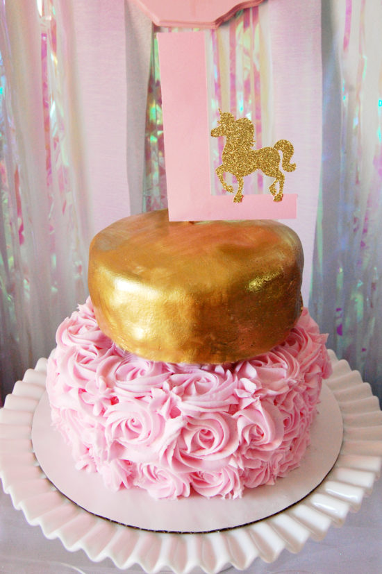 pink and gold unicorn birthday party