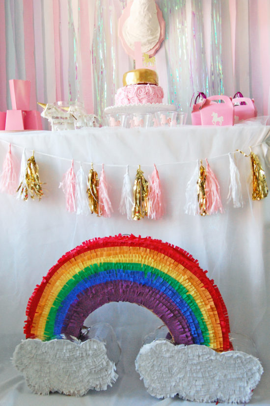 pink and gold unicorn birthday party