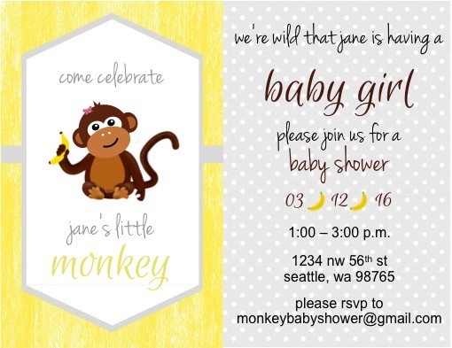 monkey baby shower invitation idea