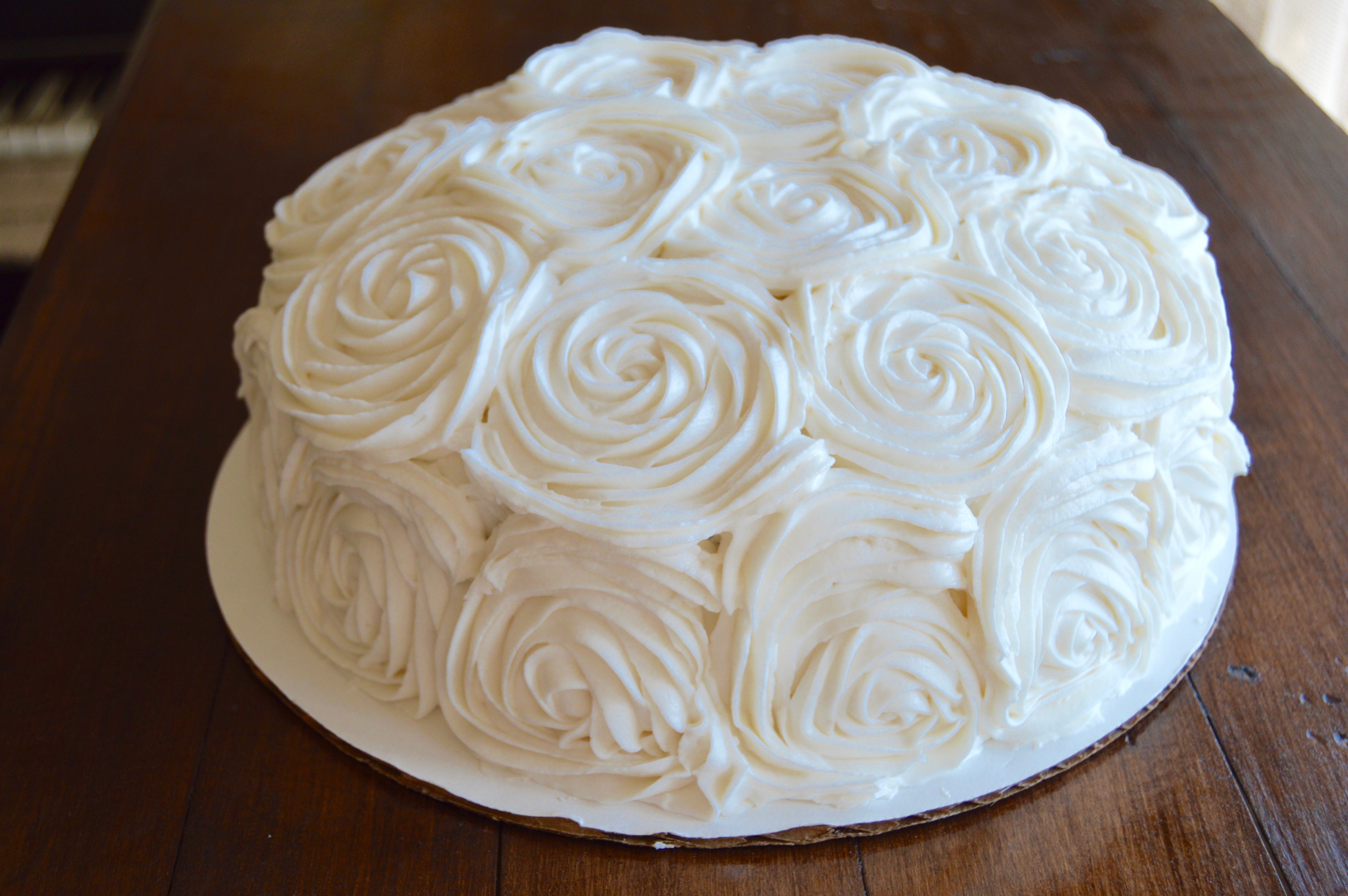 DIY wedding cake on a budget rose frosting swirls