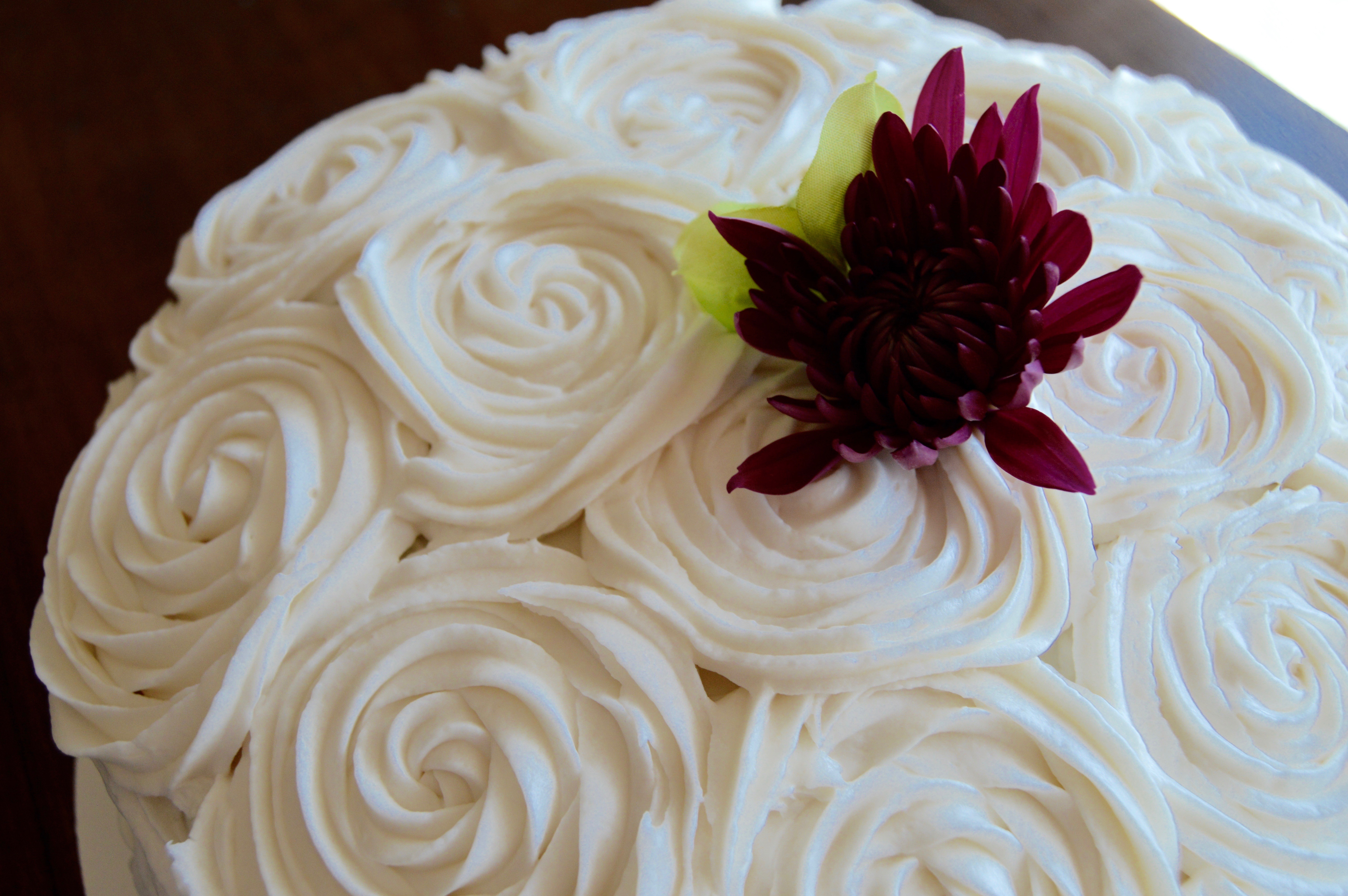 DIY wedding cake on a budget rose frosting flower statement piece