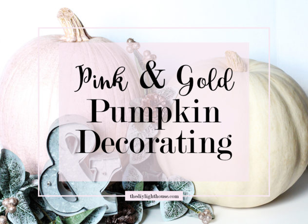 DIY pink & gold-dusted pumpkin decorating