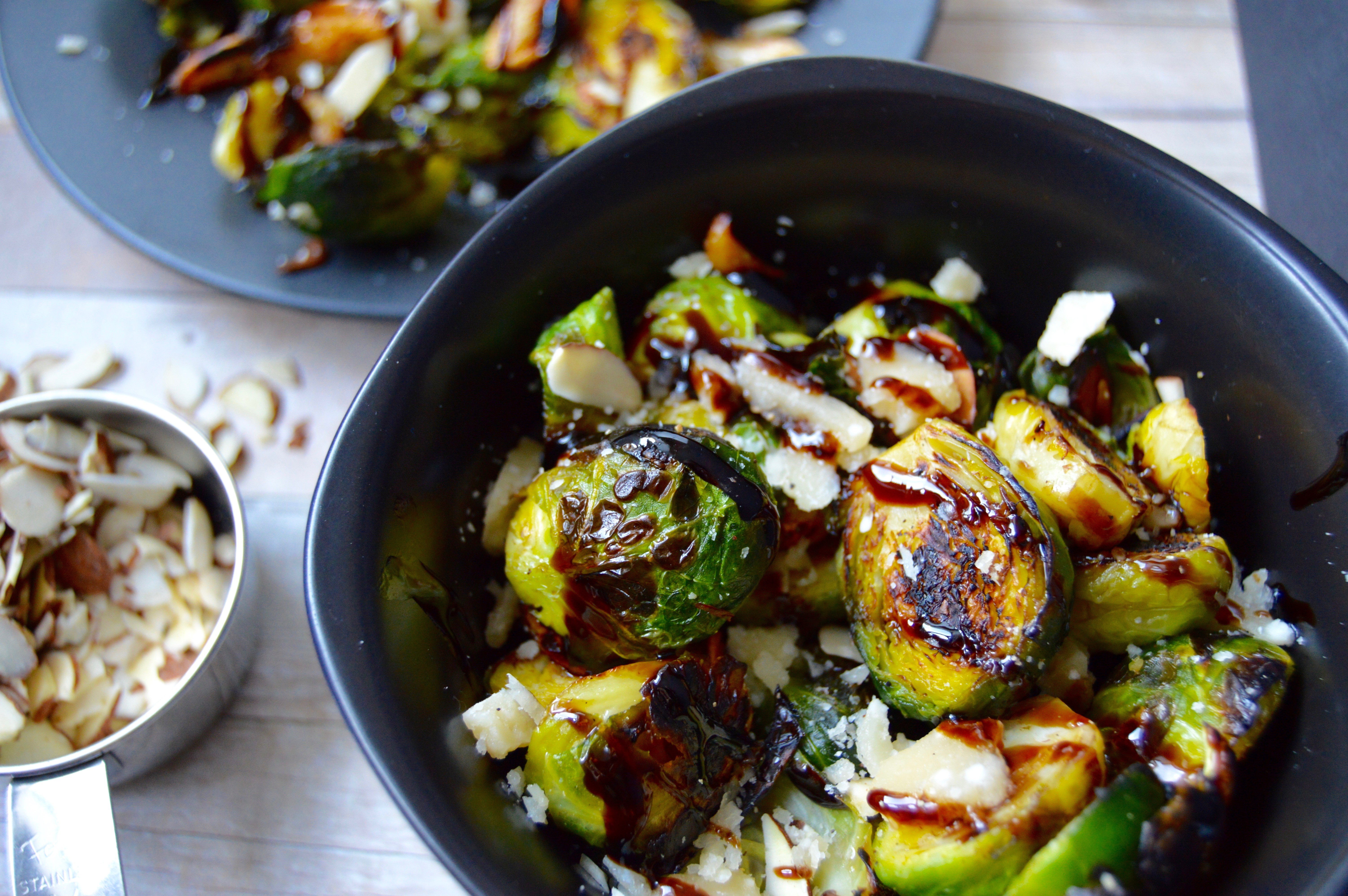 Brussels sprouts recipe for a tasty, savory dish. Healthy vegetable side dish with balsamic vinegar glaze. Ingredients + directions for pan frying.