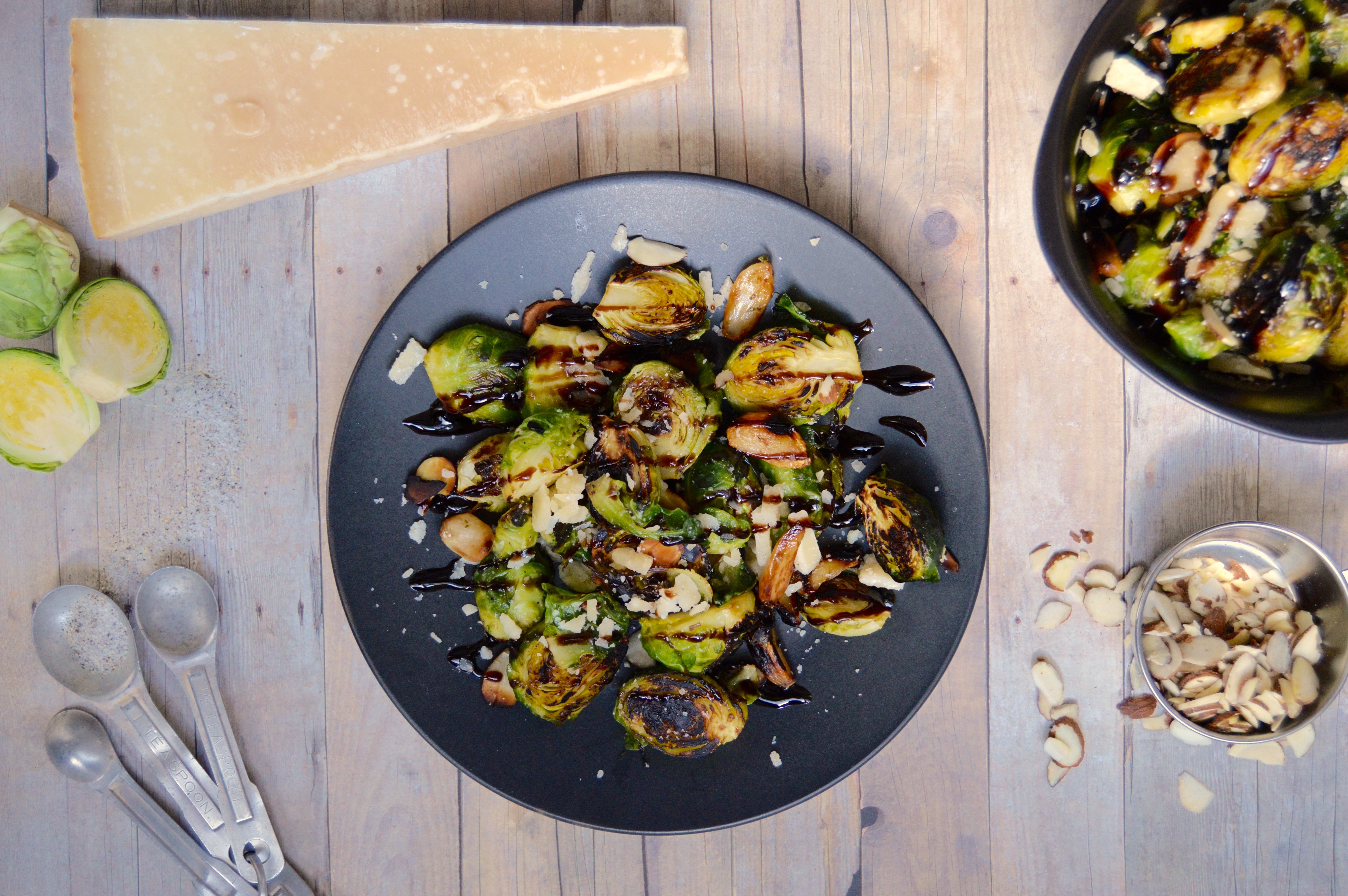 Brussels sprouts recipe for a tasty, savory dish. Healthy vegetable side dish with balsamic vinegar glaze. Ingredients + directions for pan frying.