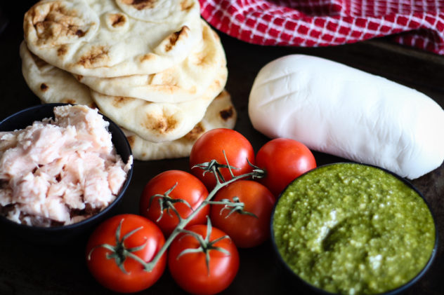 Chicken Pesto Naan Pizza