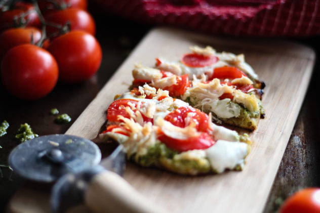 Chicken Pesto Naan Pizza