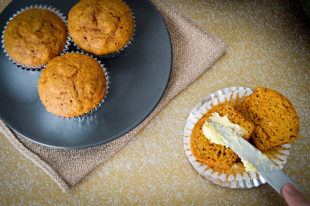 Gold 'n Soft buttery smear on Moist Pumpkin Muffins