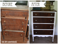 before and after white distressed dresser logo 2