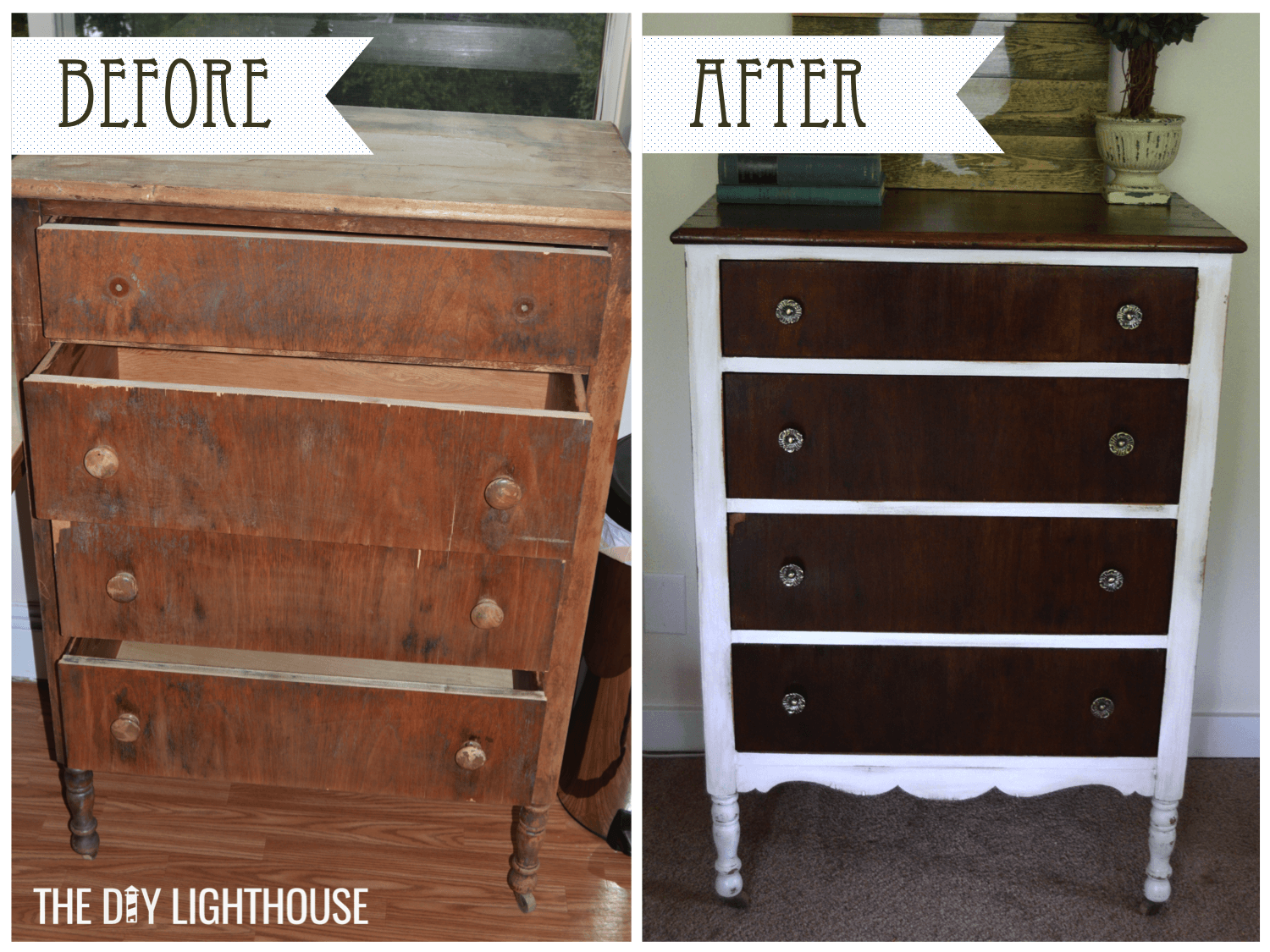 before and after distressed furniture