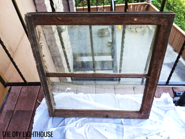 antique window picture frame progress