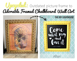 Upcycled picture frame to framed chalkboard wall art