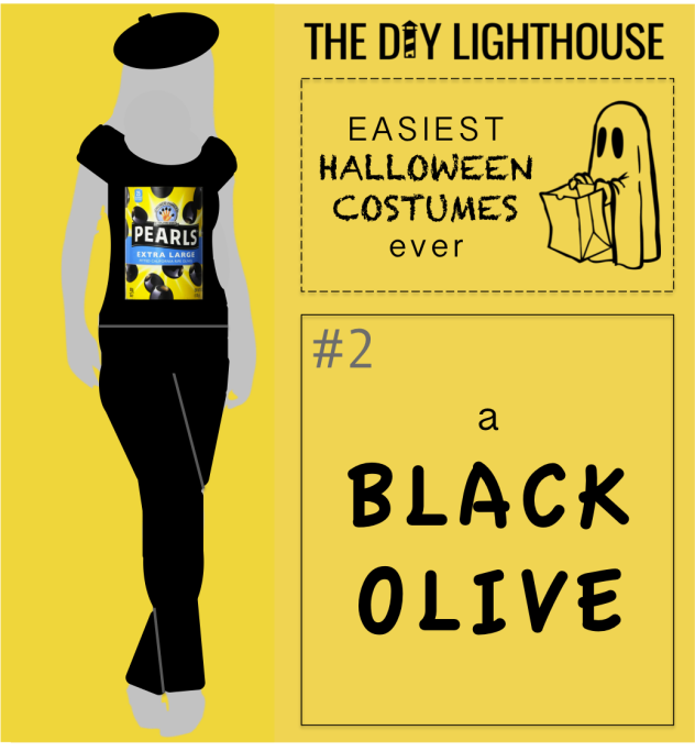 easy halloween costume idea--a black olive