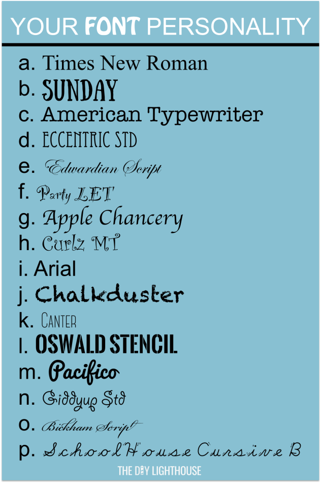your font personality test results