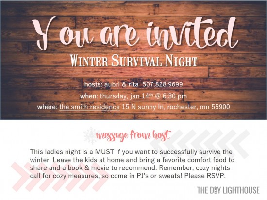 Winter Survival Night invitation