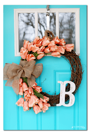 DIY Burlap & Coral Tulip Wreath