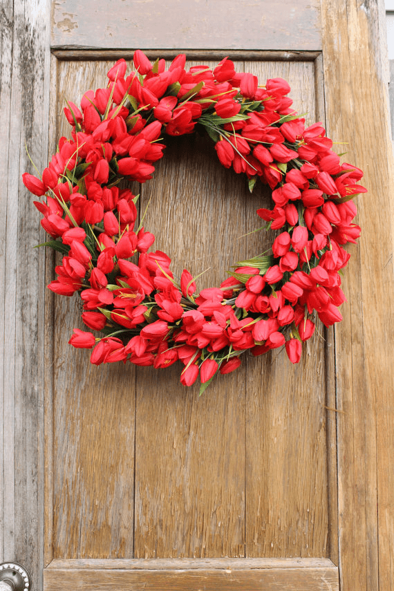 DIY Ruby Red Tulip Wreath
