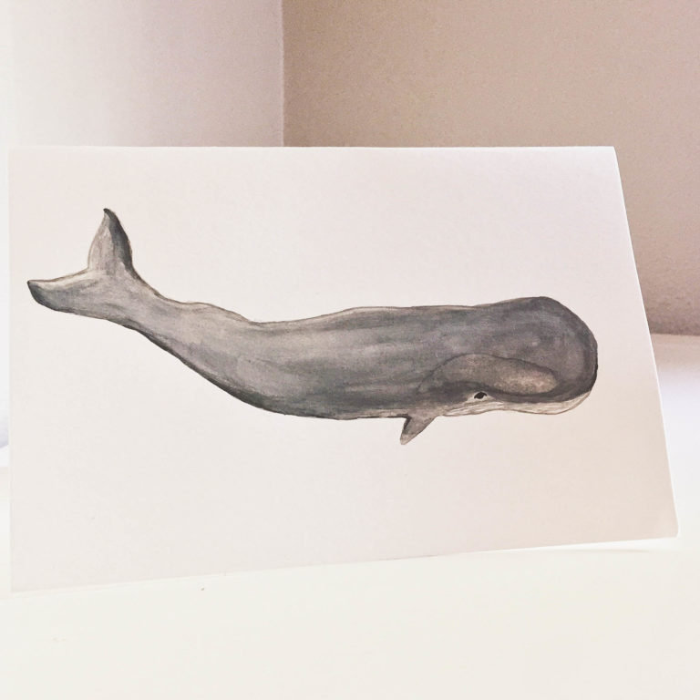 mr. whale watercolor greeting card