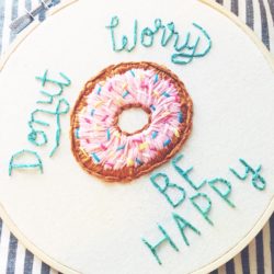 Donut Worry embroidered hoop