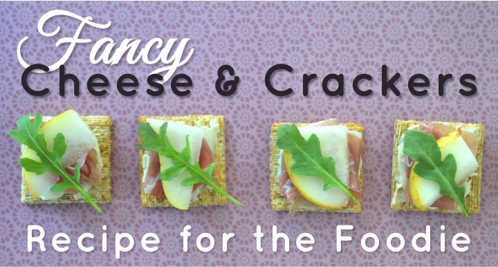 Fancy cheese and crackers recipe for the foodie with TRISCUIT Crackers, creamy cheese, prosciutto, pear, and arugula leaves. Perfect appetizer or snack.