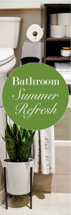 Bathroom summer refresh with summery home decor ideas. A relaxing + classy bathroom sanctuary with an upscale, simple, contemporary, + modern design. By adding a few details, I was able to create a perfectly classy summer sanctuary in my bathroom. I share 5 bathroom summer refresh tips with pictures! Bathroom tour. #MegaSummerRefresh #CollectiveBias #ad