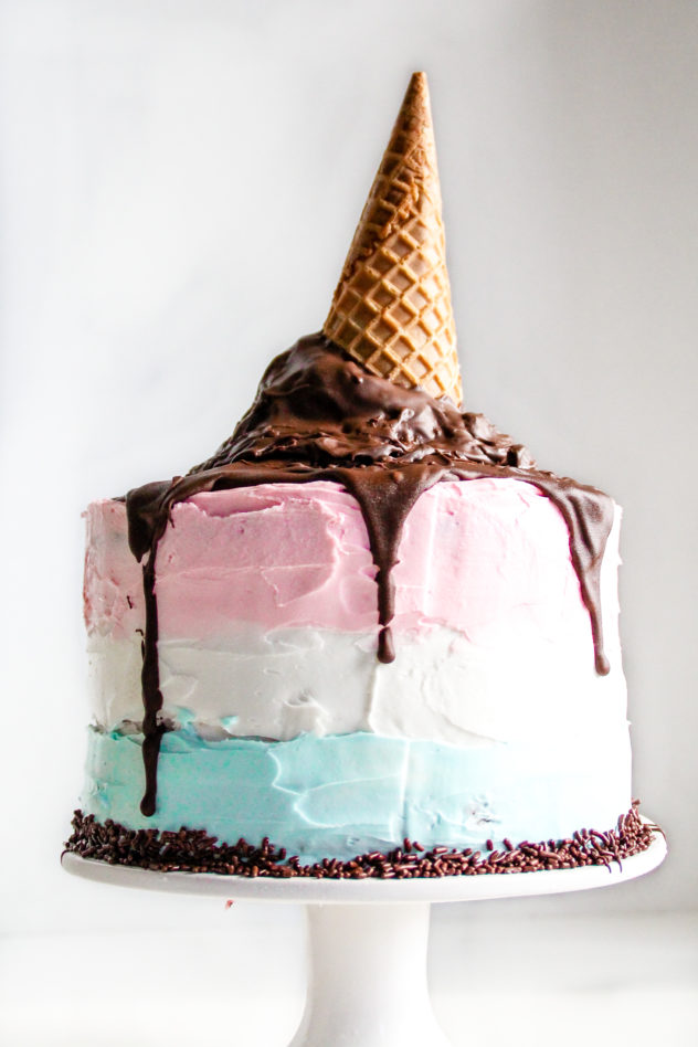 Gender Reveal Ice Cream Cone Cake Pops Melting Cone Cake