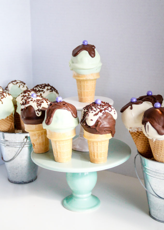 Gender Reveal Ice Cream Cone Cake Pops