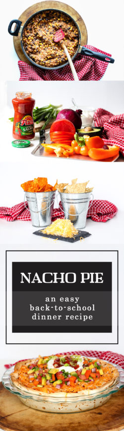 Nacho Pie is a tasty back-to-school dinner recipe the whole family will love. It's a perfect meal for parents & kids to slow down & enjoy on hectic school nights. Easy, quick, and yummy!