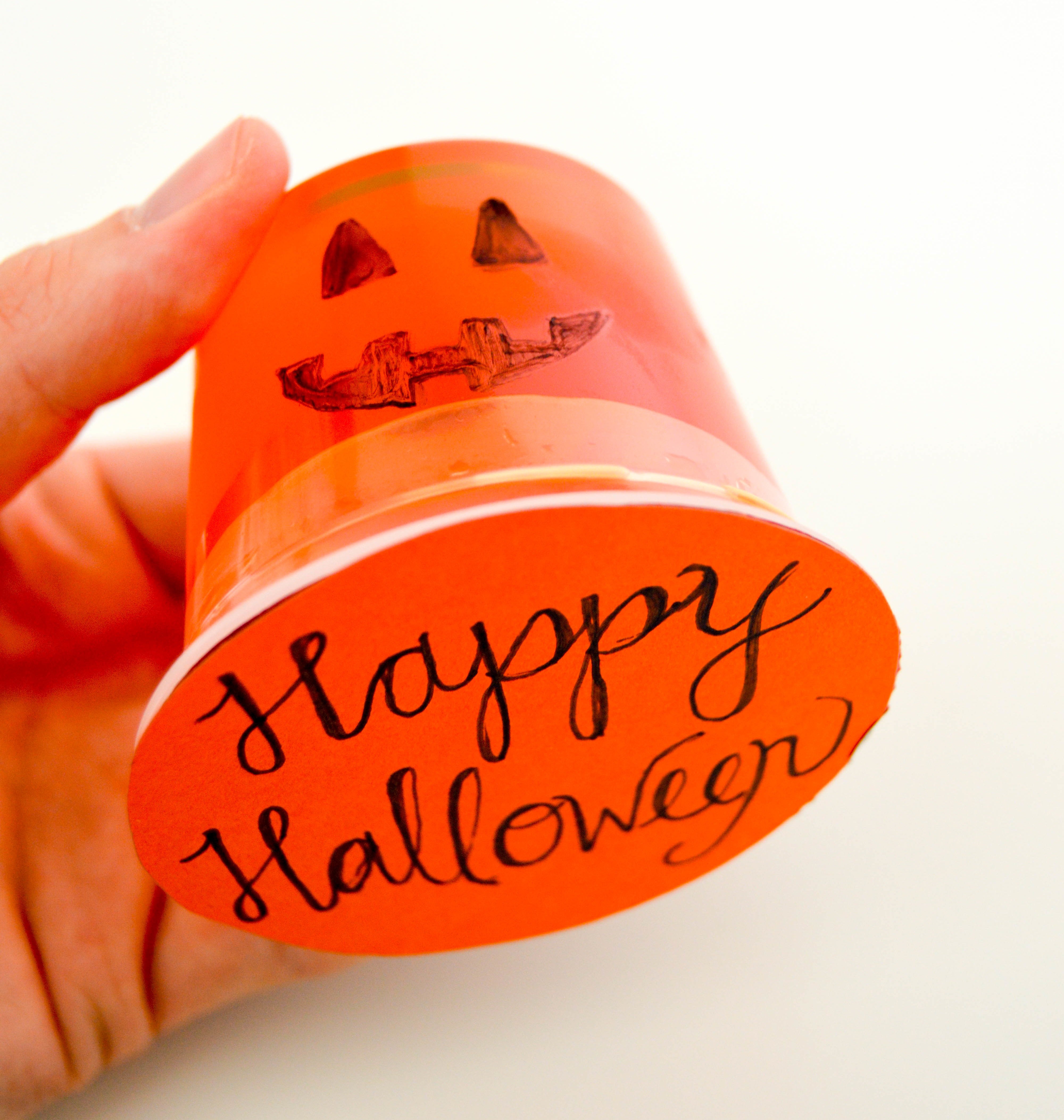 Halloween Pudding Cups & Jello Cups | Pumpkin Happy Halloween! orange jell-o cup