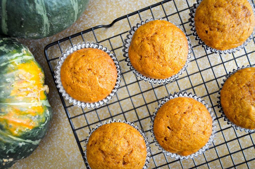 Moist Pumpkin Muffins cooling rack - Ingredients list and step by step directions to bake the best moist pumpkin muffins recipe. A quick and easy breakfast for kids to take on-the-go.