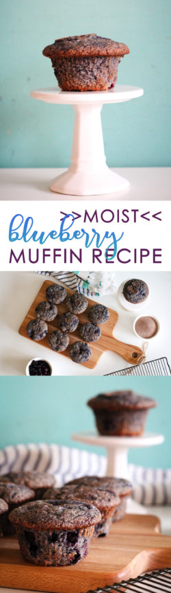 For this recipe, I took one of our top performing posts (our Moist Banana Muffins Recipe) and adapted the recipe for blueberries! Aaand I took it up a notch! This is a scrummy muffin that is perfect for breakfast-on-the-go, a fail-proof party food, an afternoon snack, or homemade lunch. If you are like my family and always seem to have blueberries in our freezer, this recipe is a no-brainer. And the recipe and directions are easy-peasy. Even my 3-year-old can make these by herself! (Well, almost.)