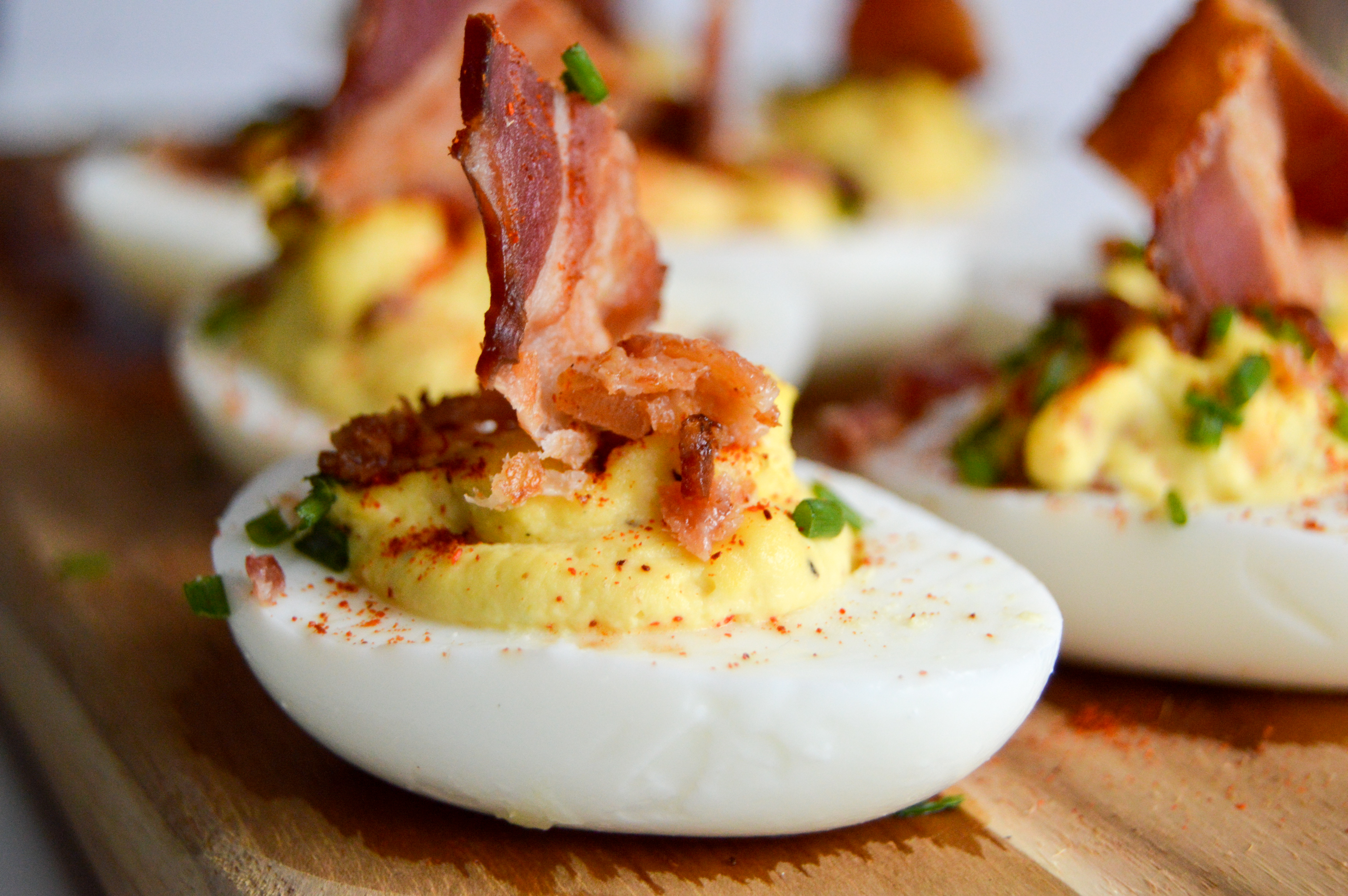 Recipe and Directions for Bacon Loaded Deviled Eggs