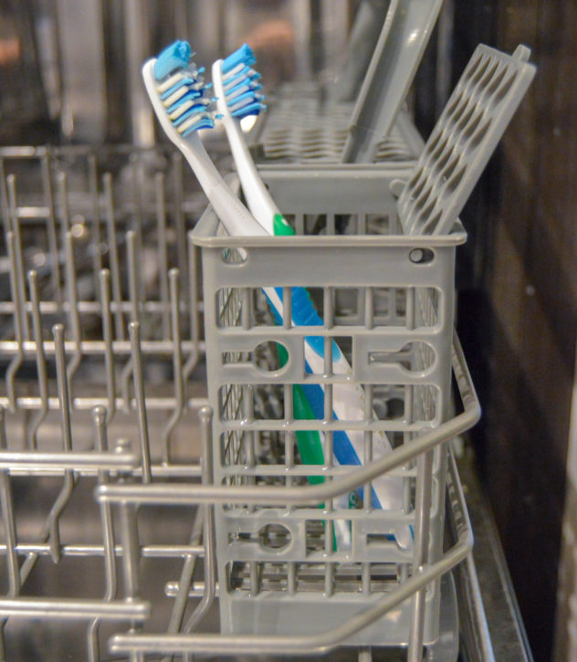 Toothbrushes: Seven surprising things you can wash in the dishwasher. Kitchen dishwasher hack for cleaning normal objects around the home like kids toys, toothbrushes, and tools. Cool kitchen hacks and tips.