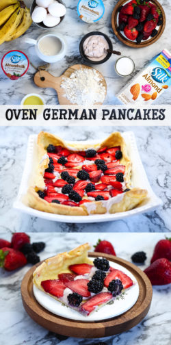 Oven German Pancake Recipe | Silk is a dairy-free and lactose-free baking substitute. This recipe gives you small ways to add more plant-based choices into your recipes. Bake this simple, quick and easy recipe from start to finish in under 30 minutes for breakfast, lunch, or dinner. #ProgressisPerfection #CBias #CollectiveBias #ad