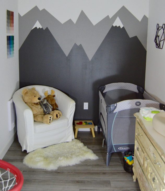 Home Staging: den home office before picture - mountain wall nursery