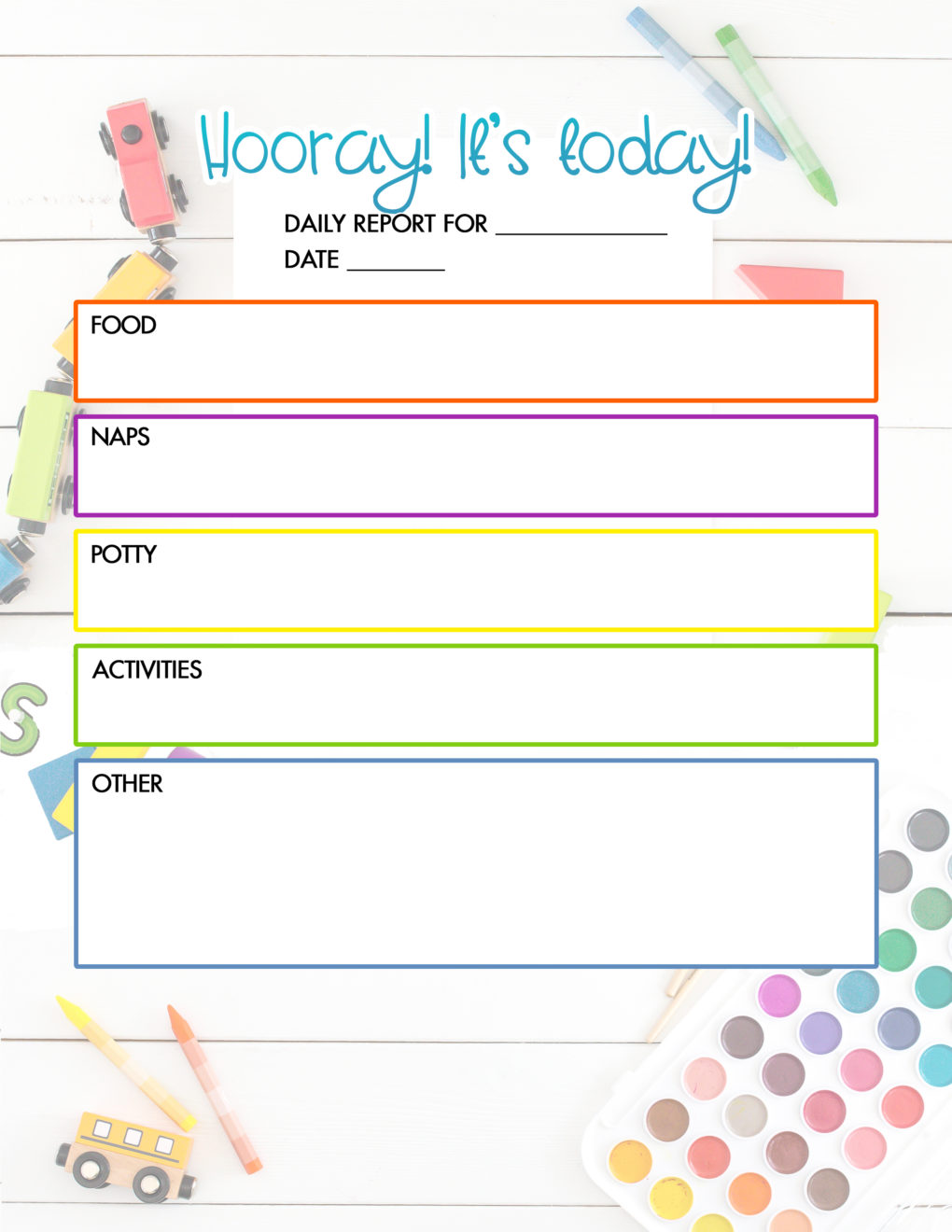 Free Printable Toddler Daily Sheets