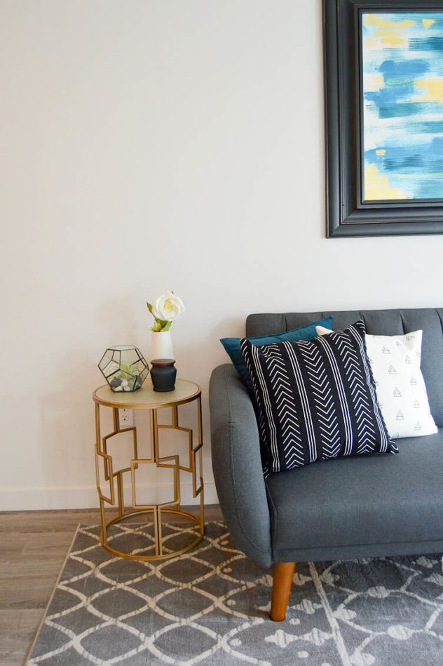 Home Staging: Living room side table and couch staging
