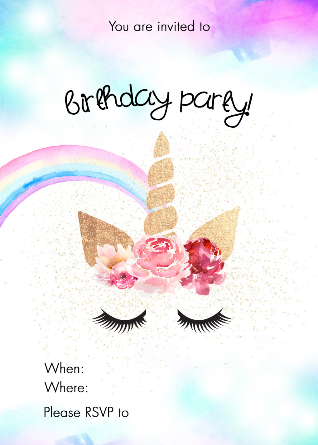 Printable Unicorn Birthday Invitations