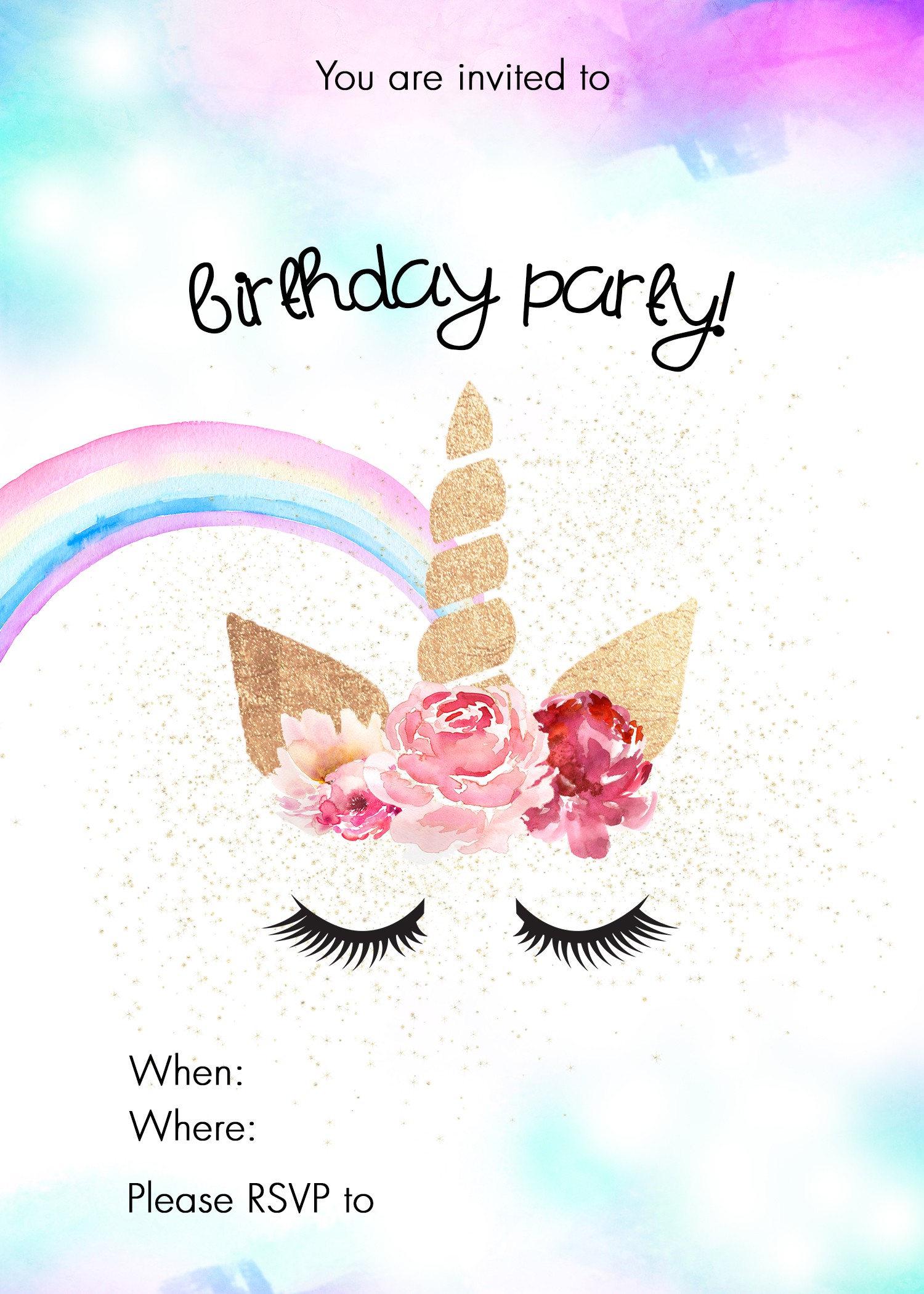 unicorn birthday party invitation blank the diy lighthouse
