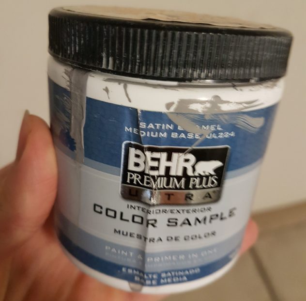 Behr grey paint can