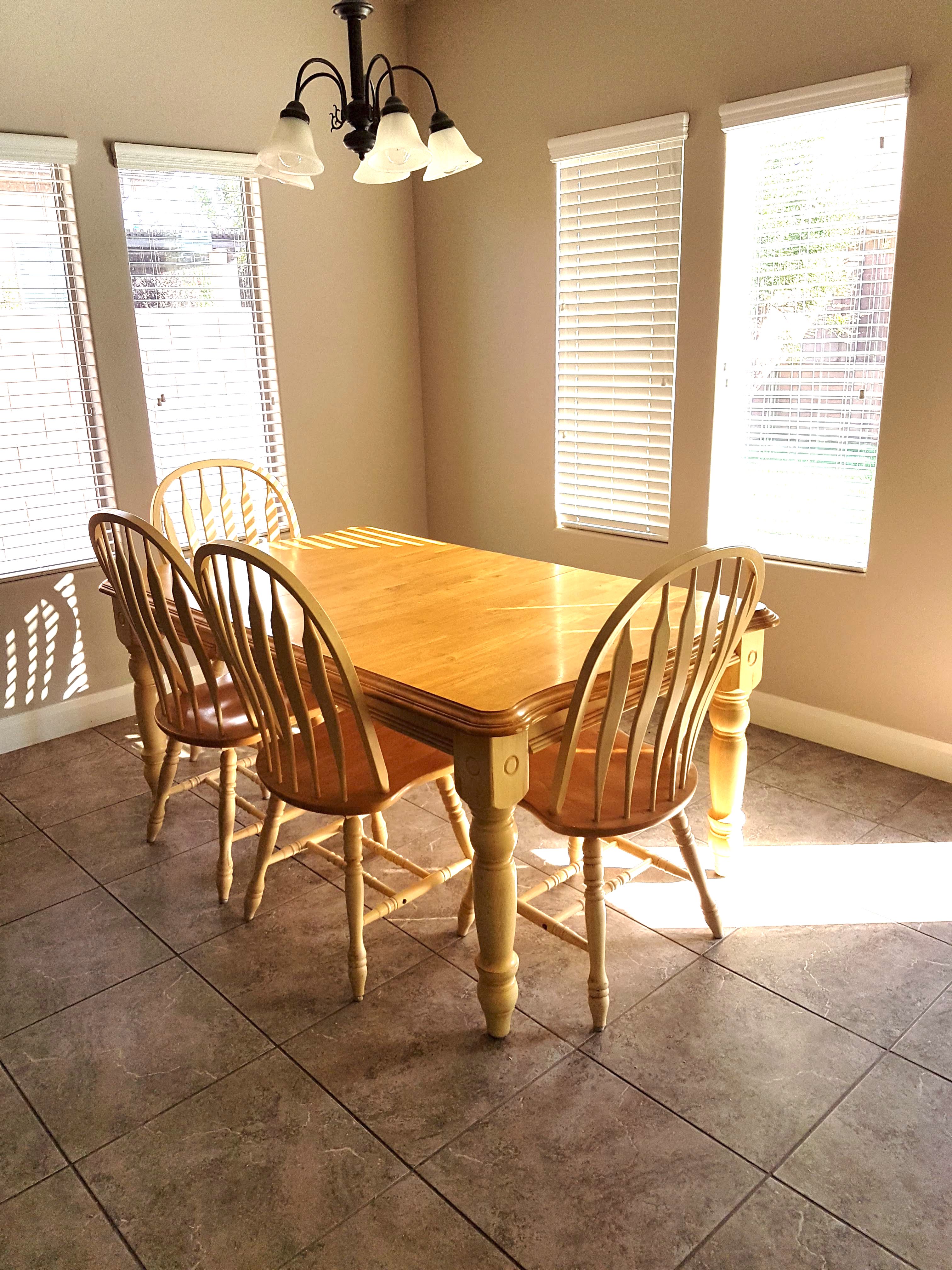 Yellowy dining table and chairs set