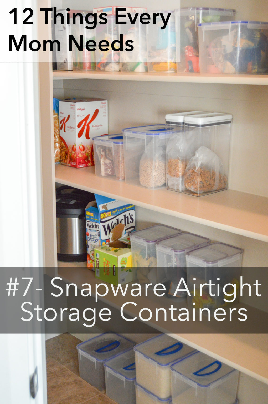 #7- snapware airtight food storage containers. List of 12 household things every mom needs. Gift ideas for mom. What a new mom needs.