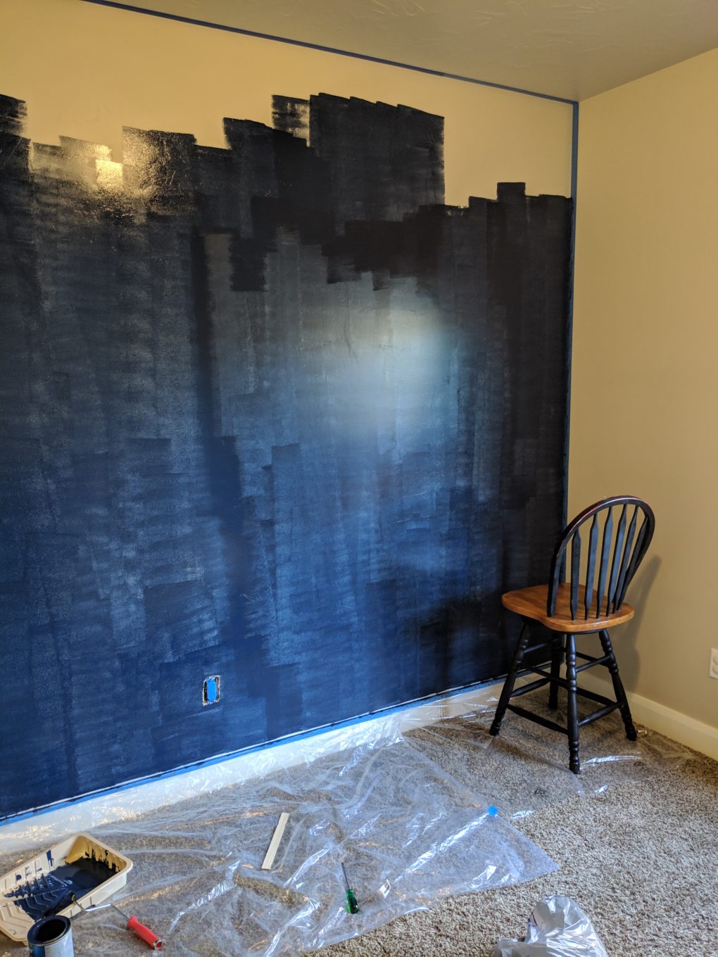 Process for painting our DIY night sky constellation mural wall
