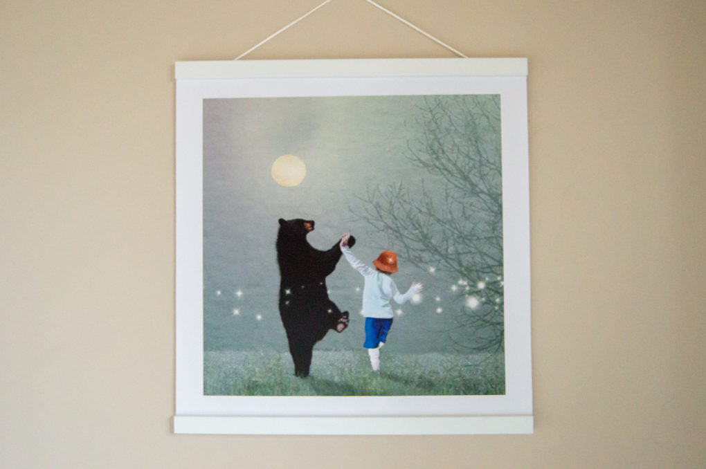 Whimsical art in kids playroom nursery - dancing bear