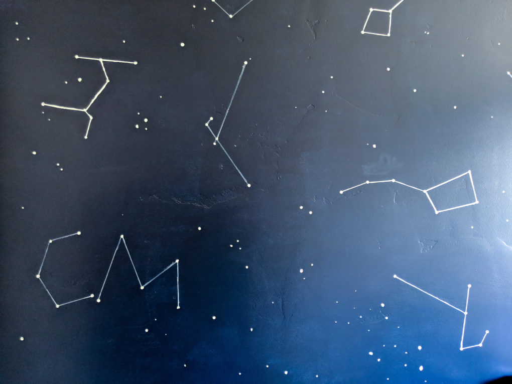 Constellations for DIY constellation mural wall painted with initials, animals, constellations, and more.