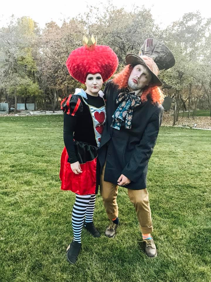 Tim Burton Alice in Wonderland Mad Hatter and Queen of Hearts. Couple Halloween costume ideas for you and your spouse or significant other. Cute and easy Halloween costumes for couples you can DIY or buy.