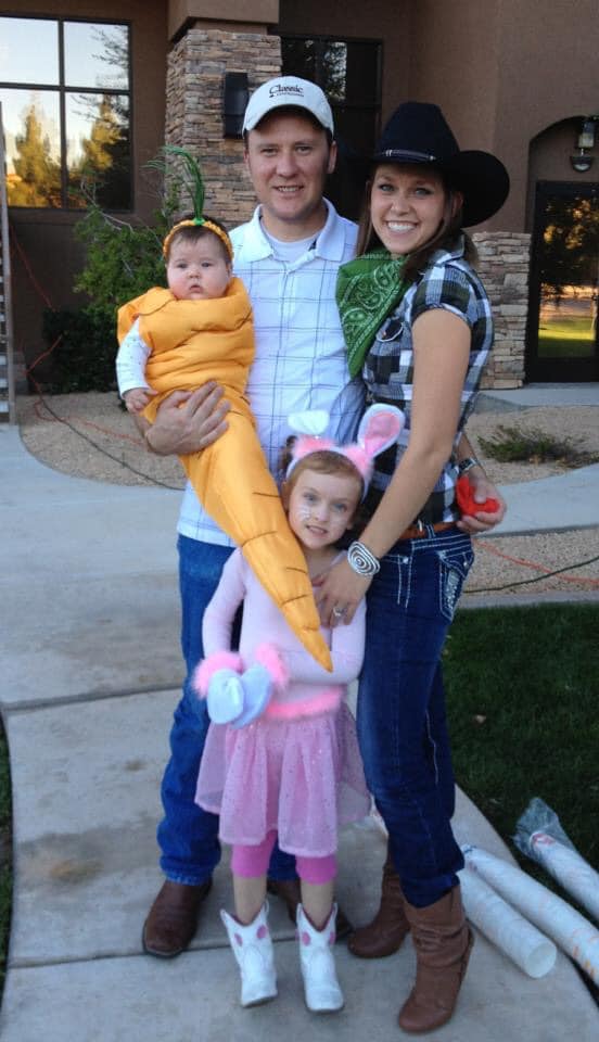Farmers, a Rabbit, and a Carrot. Group Halloween costume ideas for your big or small group of family or friends. Creative themed costumes that are easy to DIY or buy last minute.